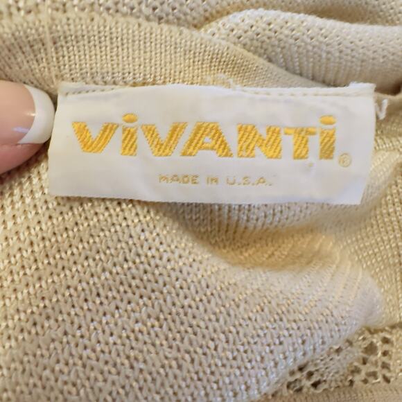 Vintage Vivanti Metallic Gold Knit Sweater Skirt Set Size 6 Festive Made in USA - Picture 9 of 12